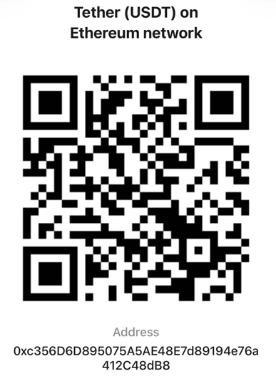 Scan to pay with USDT - ERC20