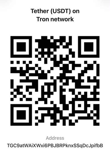 Scan to pay with USDT - TRC20
